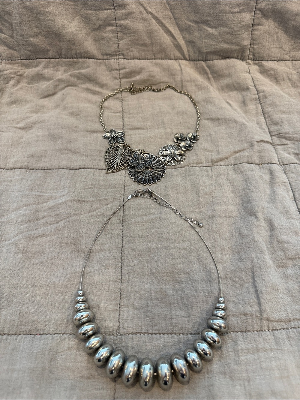 Silver Floral Statement Necklace - Women Jewelry